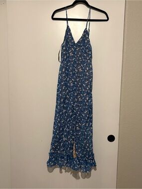 MAJORELLE Blue Floral Spaghetti-Strap Maxi Dress